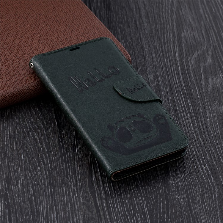 For Nokia 2.1 Imprinted Hello Panda Wallet Stand Leather Cell Phone Cover - Blackish Green-2