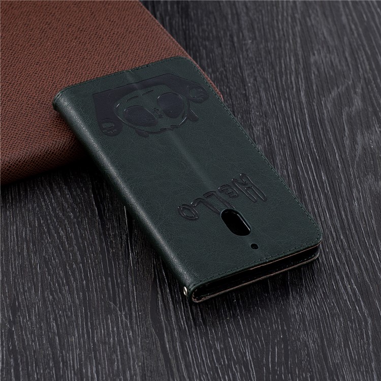 For Nokia 2.1 Imprinted Hello Panda Wallet Stand Leather Cell Phone Cover - Blackish Green-3