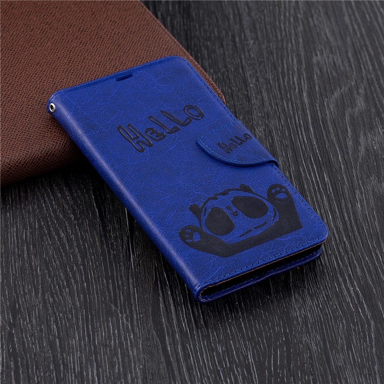 For Nokia 2.1 Imprinted Hello Panda Wallet Stand Leather Case Accessory - Blue-2