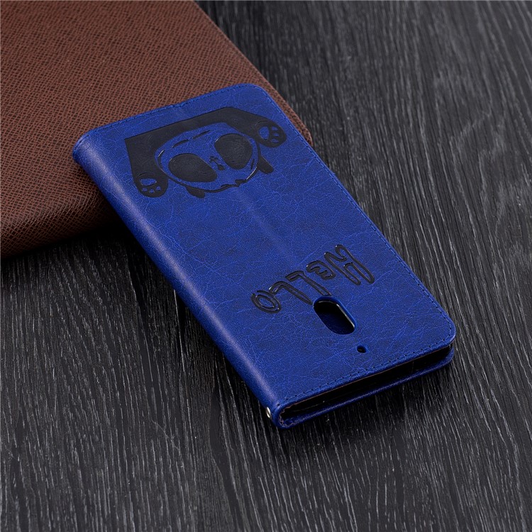 For Nokia 2.1 Imprinted Hello Panda Wallet Stand Leather Case Accessory - Blue-3