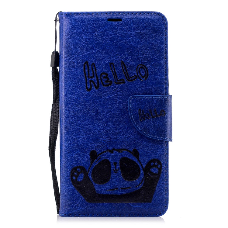 For Nokia 2.1 Imprinted Hello Panda Wallet Stand Leather Case Accessory - Blue-4
