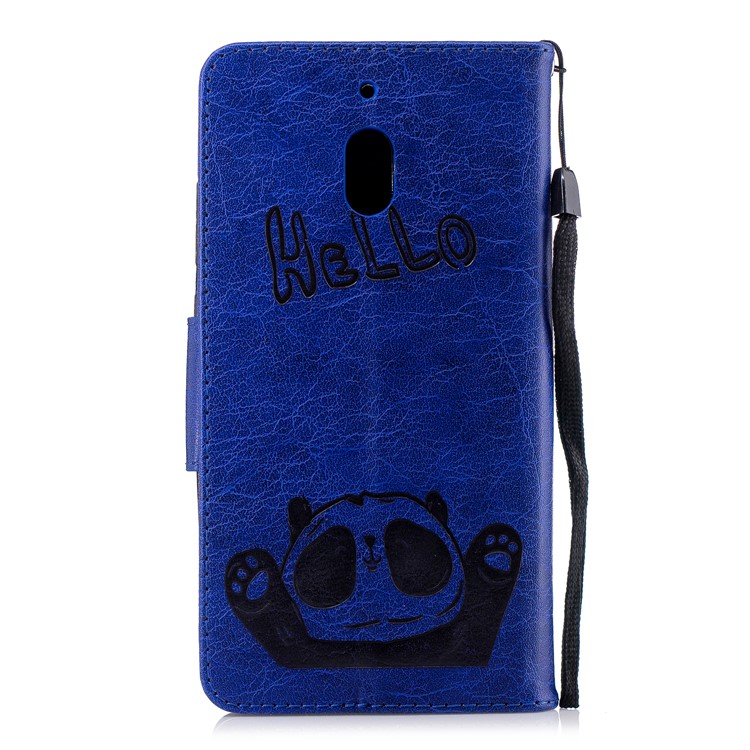 For Nokia 2.1 Imprinted Hello Panda Wallet Stand Leather Case Accessory - Blue-5