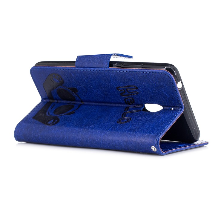For Nokia 2.1 Imprinted Hello Panda Wallet Stand Leather Case Accessory - Blue-6