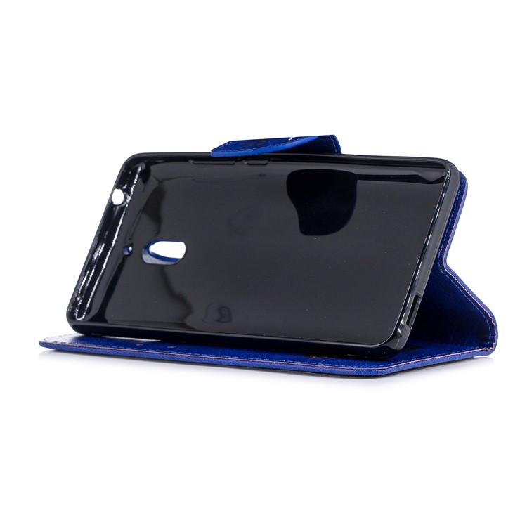 For Nokia 2.1 Imprinted Hello Panda Wallet Stand Leather Case Accessory - Blue-7