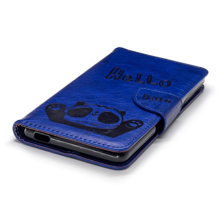 For Nokia 2.1 Imprinted Hello Panda Wallet Stand Leather Case Accessory - Blue-8