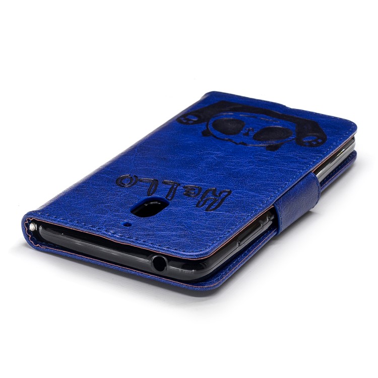 For Nokia 2.1 Imprinted Hello Panda Wallet Stand Leather Case Accessory - Blue-9