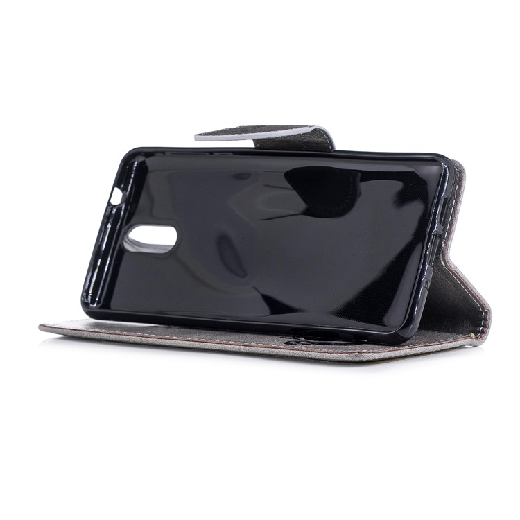 Imprinted Hello Panda Wallet Leather Stand Phone Case for Nokia 3.1 - Grey-7