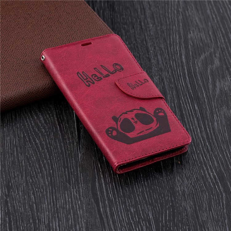 Imprinted Hello Panda Wallet Leather Stand Phone Cover for Nokia 3.1 - Rose-2