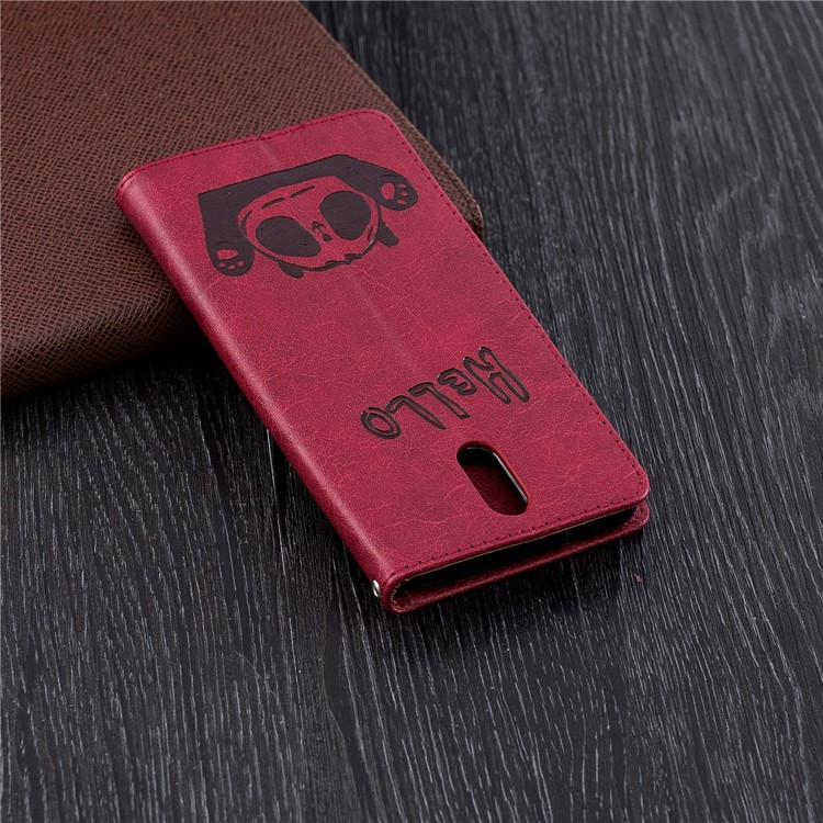 Imprinted Hello Panda Wallet Leather Stand Phone Cover for Nokia 3.1 - Rose-3