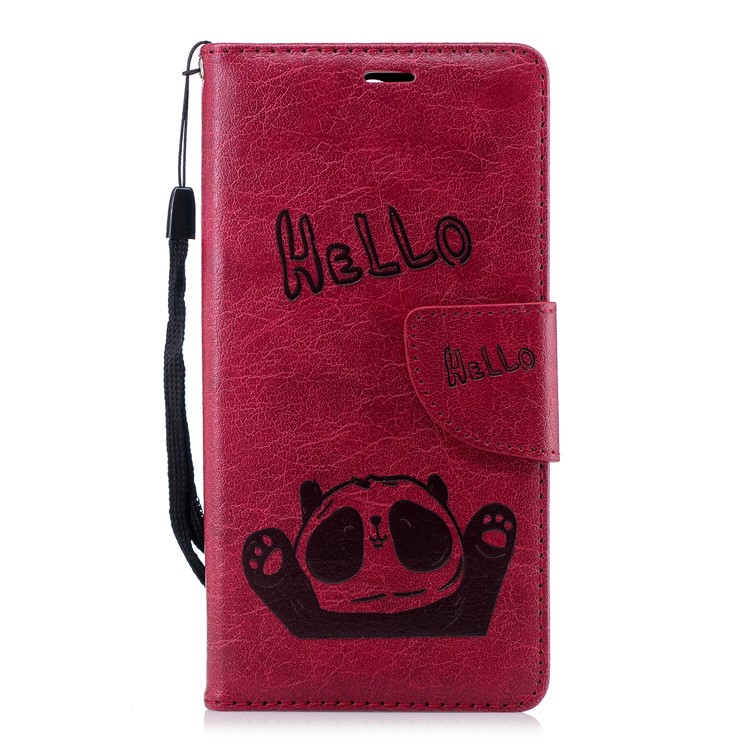 Imprinted Hello Panda Wallet Leather Stand Phone Cover for Nokia 3.1 - Rose-4