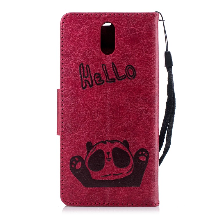 Imprinted Hello Panda Wallet Leather Stand Phone Cover for Nokia 3.1 - Rose-5