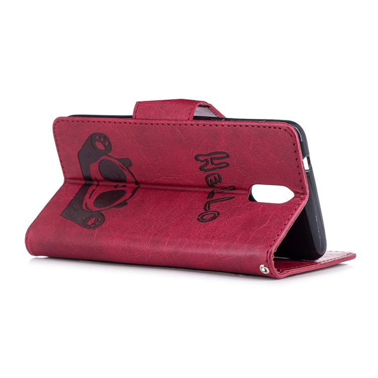 Imprinted Hello Panda Wallet Leather Stand Phone Cover for Nokia 3.1 - Rose-6