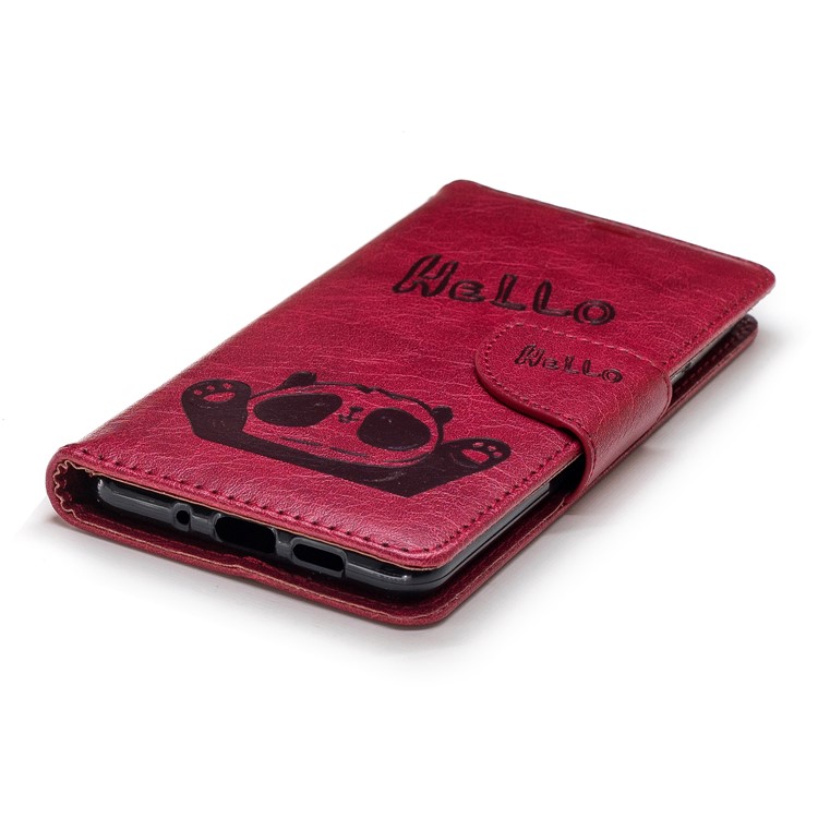 Imprinted Hello Panda Wallet Leather Stand Phone Cover for Nokia 3.1 - Rose-8
