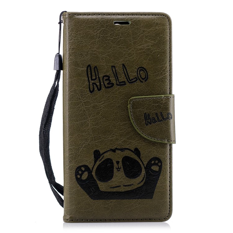 Imprinted Hello Panda Wallet Leather Mobile Phone Casing for Nokia 3.1 - Green-4