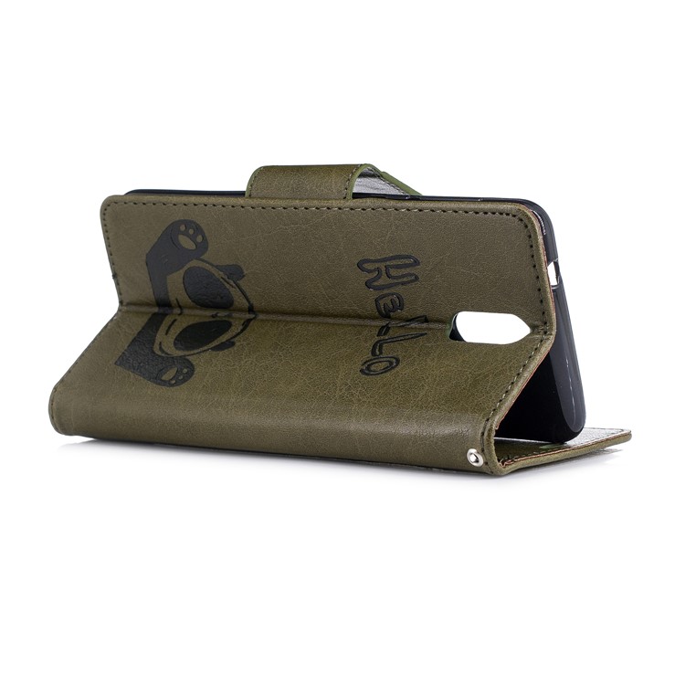 Imprinted Hello Panda Wallet Leather Mobile Phone Casing for Nokia 3.1 - Green-6