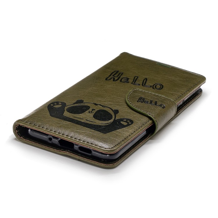Imprinted Hello Panda Wallet Leather Mobile Phone Casing for Nokia 3.1 - Green-8