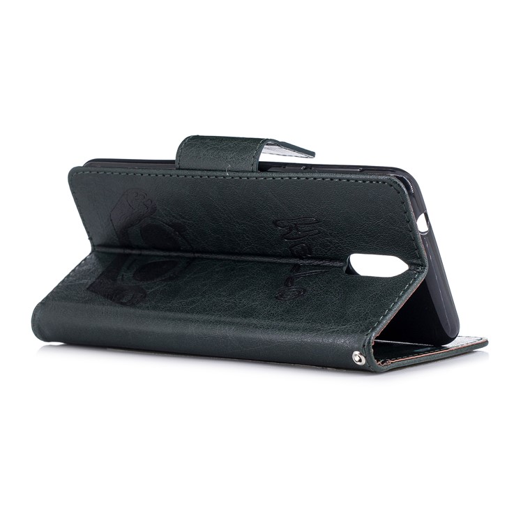 Imprinted Hello Panda Wallet Leather Stand Case Accessory for Nokia 3.1 - Blackish Green-6