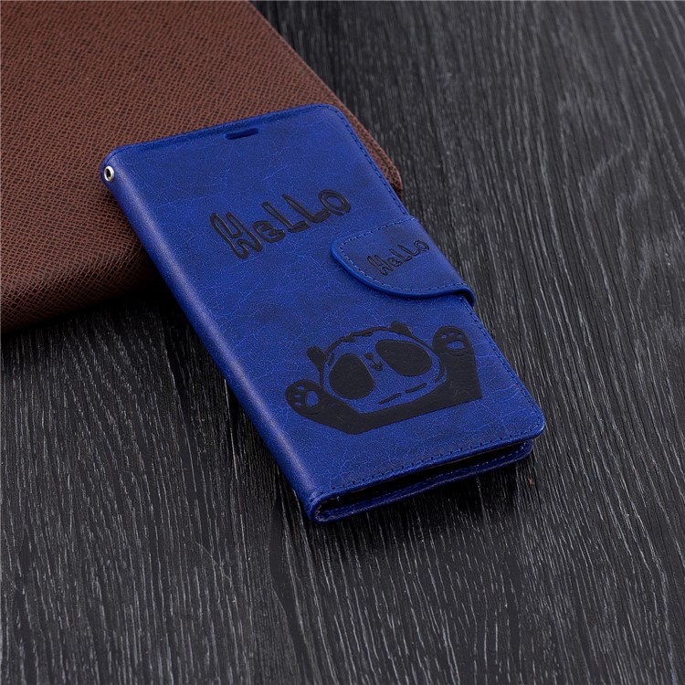 Imprinted Hello Panda Wallet Leather Protector Cover Case for Nokia 3.1 - Blue-2