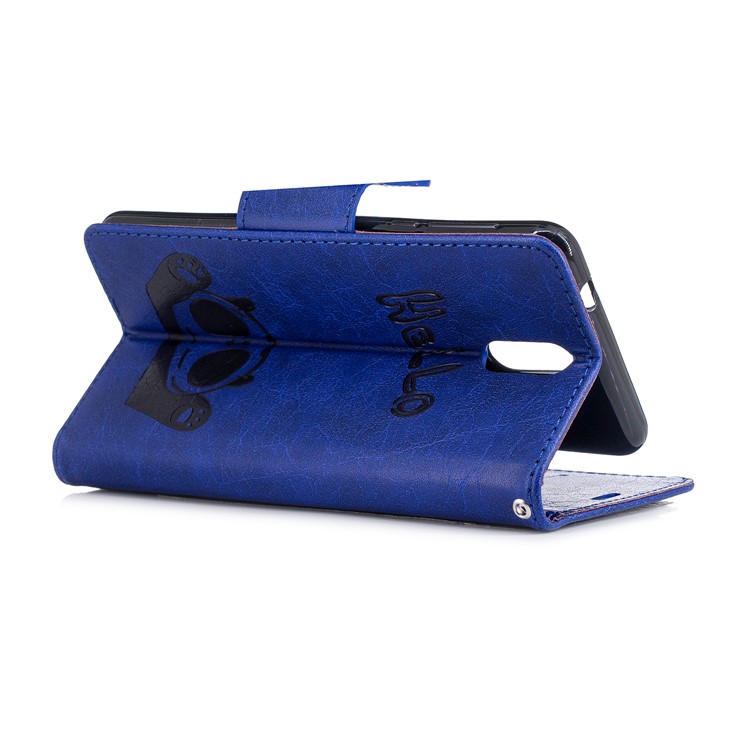 Imprinted Hello Panda Wallet Leather Protector Cover Case for Nokia 3.1 - Blue-6