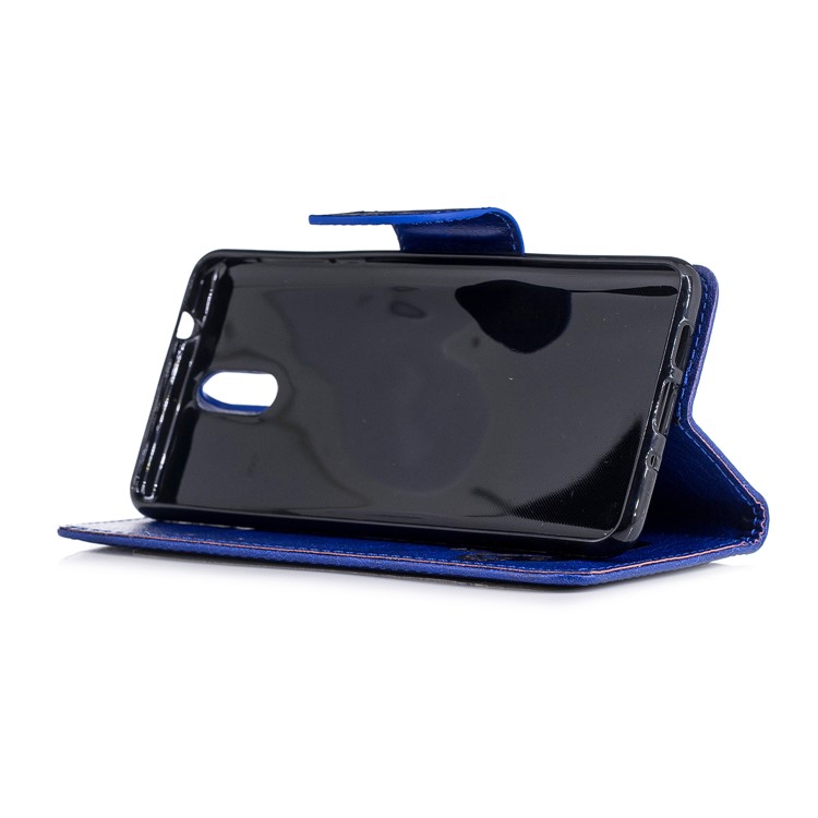 Imprinted Hello Panda Wallet Leather Protector Cover Case for Nokia 3.1 - Blue-7