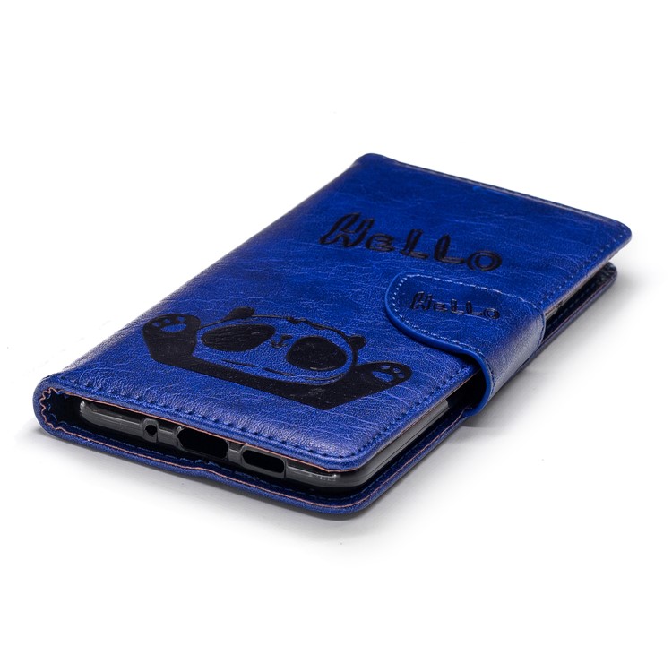 Imprinted Hello Panda Wallet Leather Protector Cover Case for Nokia 3.1 - Blue-8
