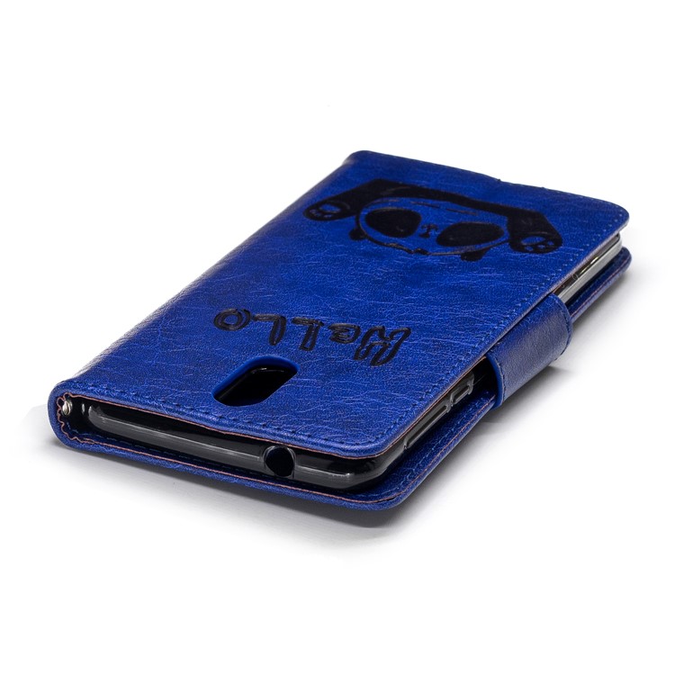 Imprinted Hello Panda Wallet Leather Protector Cover Case for Nokia 3.1 - Blue-9