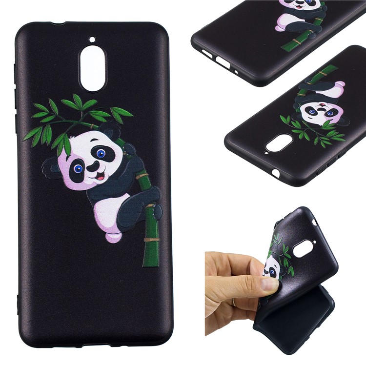 Pattern Printing Embossed TPU Back Case for Nokia 3.1 - Panda Pattern-1