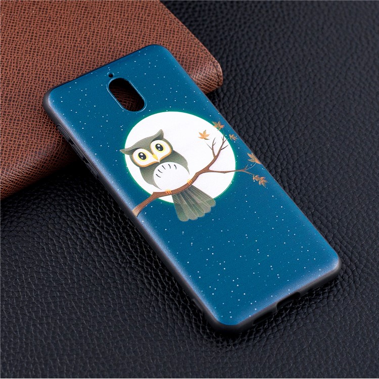 Pattern Printing Embossed TPU Cell Phone Case for Nokia 3.1 - Owl on the Branch-2