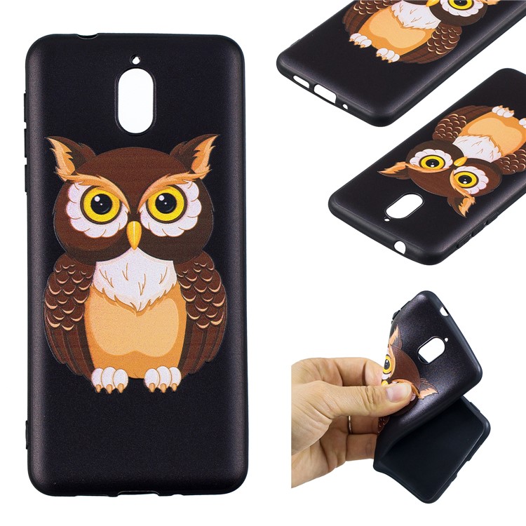 Pattern Printing Embossed TPU Phone Cover Case for Nokia 3.1 - Brown Owl-1