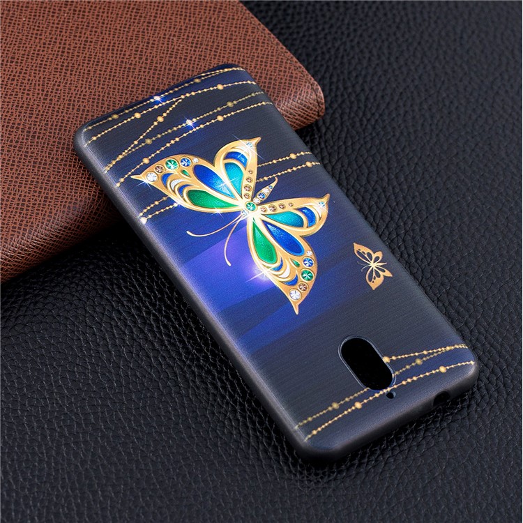 Pattern Printing Embossed TPU Protective Case for Nokia 3.1 - Colorized Butterfly-3