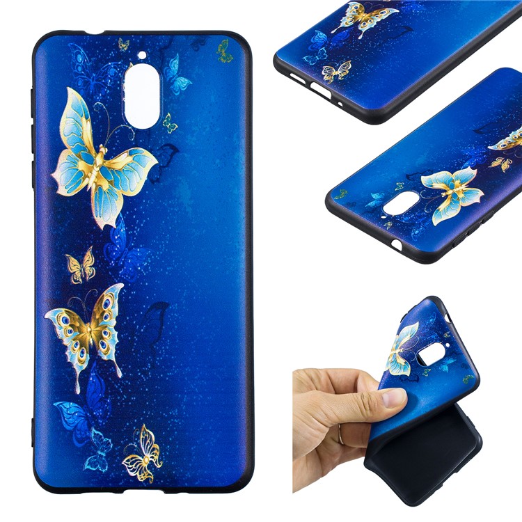 Pattern Printing Embossed TPU Mobile Phone Case for Nokia 3.1 - Butterfly Pattern-1