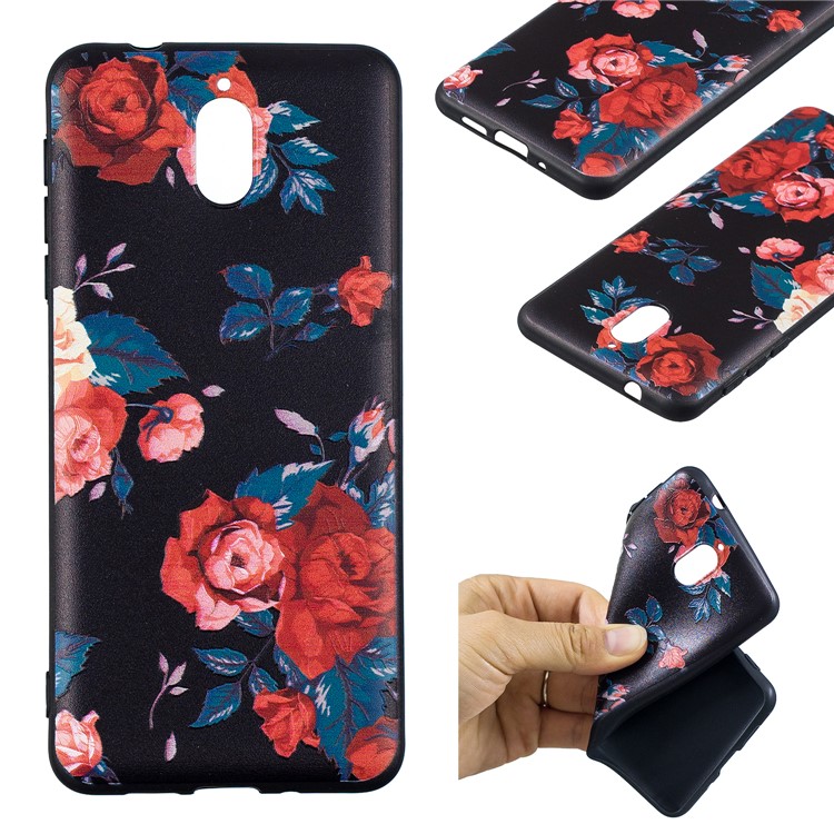 Pattern Printing Embossed Soft TPU Case for Nokia 3.1 - Vivid Flowers-1