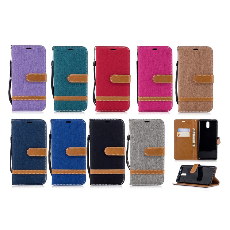Assortiment De Jeans De Couleur Étui En Cuir De Support De Portefeuille Pour Nokia 3.1 - Noir-9