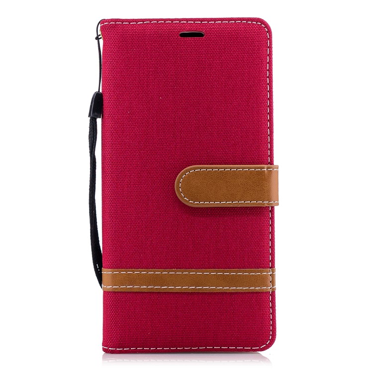 Assorted Color Jeans Cloth Leather Wallet Case for Nokia 3.1 - Red-2