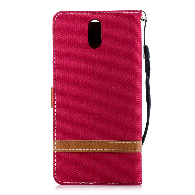 Assorted Color Jeans Cloth Leather Wallet Case for Nokia 3.1 - Red-3