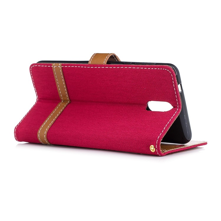 Assorted Color Jeans Cloth Leather Wallet Case for Nokia 3.1 - Red-4