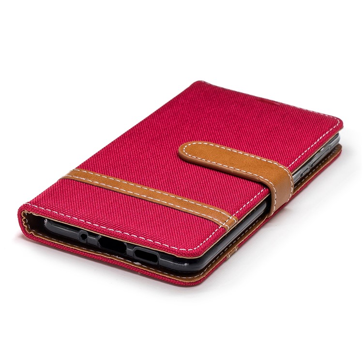 Assorted Color Jeans Cloth Leather Wallet Case for Nokia 3.1 - Red-6