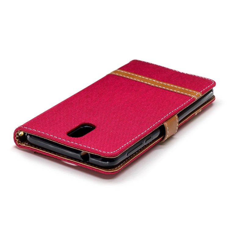 Assorted Color Jeans Cloth Leather Wallet Case for Nokia 3.1 - Red-7