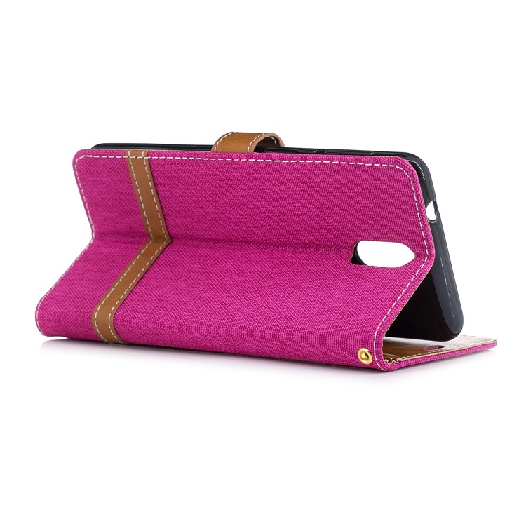 Assorted Color Jeans Cloth Leather Wallet Cover for Nokia 3.1 - Rose-4