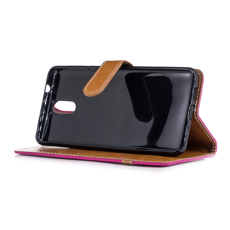 Assorted Color Jeans Cloth Leather Wallet Cover for Nokia 3.1 - Rose-5