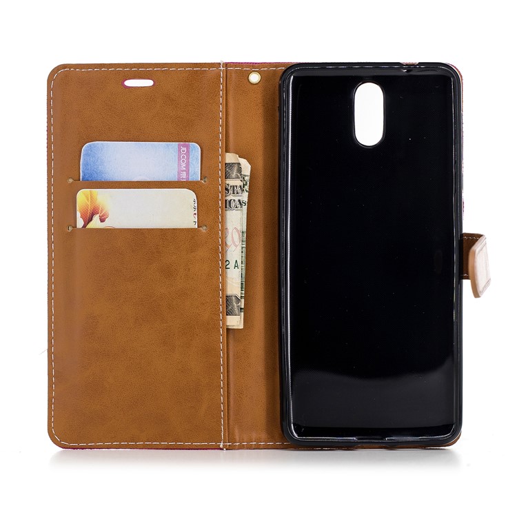Assorted Color Jeans Cloth Leather Wallet Cover for Nokia 3.1 - Rose-8