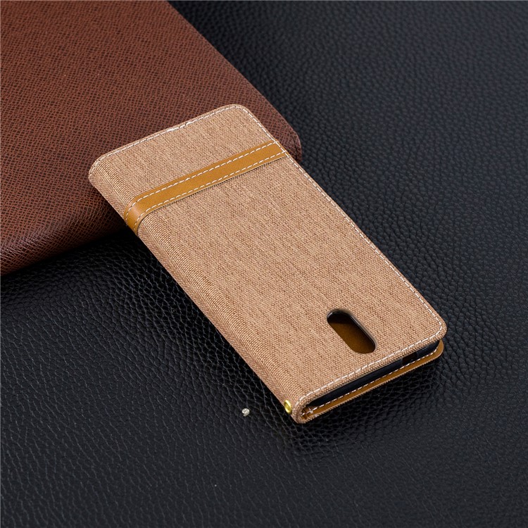 Assorted Color Jeans Cloth Leather Wallet Phone Case for Nokia 3.1 - Khaki-10