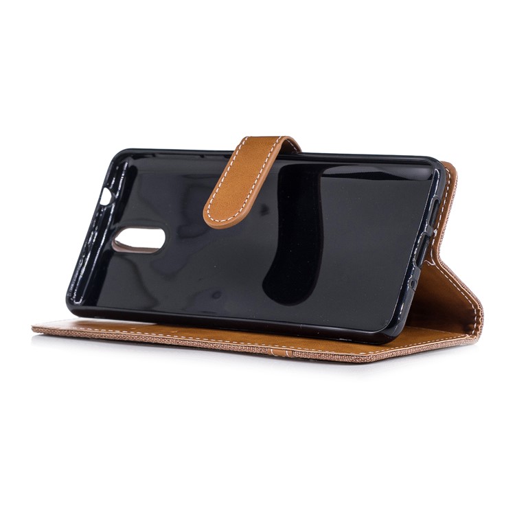 Assorted Color Jeans Cloth Leather Wallet Phone Case for Nokia 3.1 - Khaki-5
