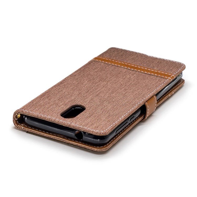 Assorted Color Jeans Cloth Leather Wallet Phone Case for Nokia 3.1 - Khaki-7