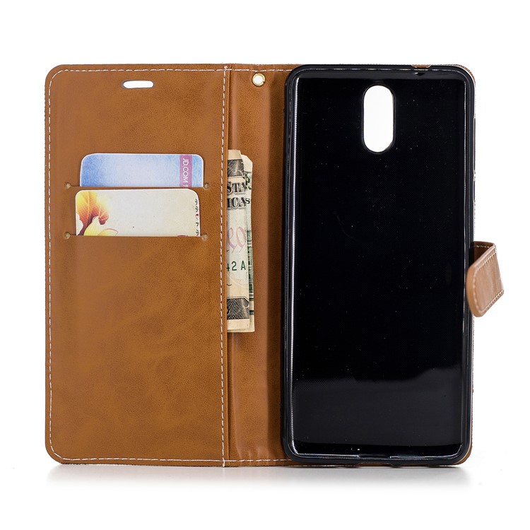Assorted Color Jeans Cloth Leather Wallet Phone Case for Nokia 3.1 - Khaki-8