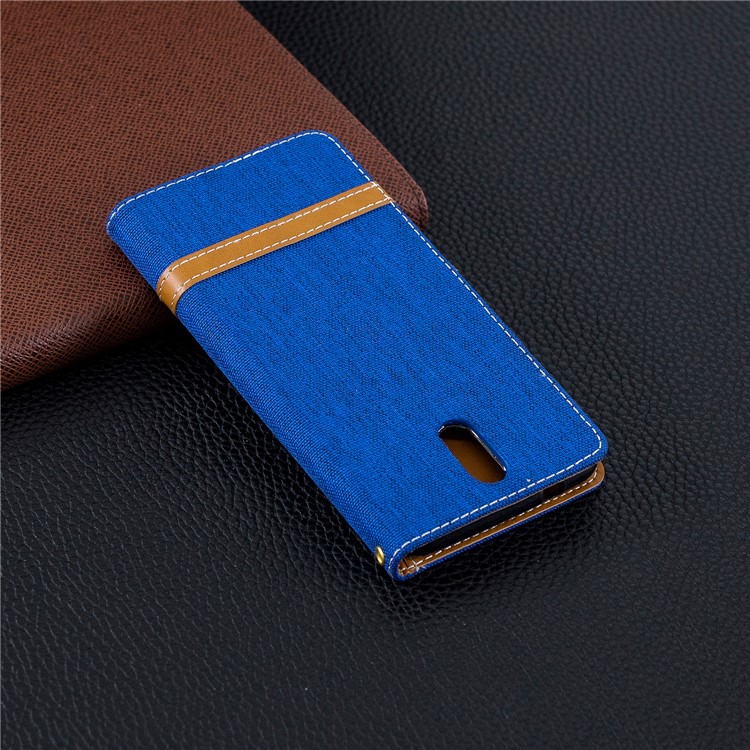 Assorted Color Jeans Cloth Wallet Leather Cover with Stand for Nokia 3.1 - Baby Blue-10