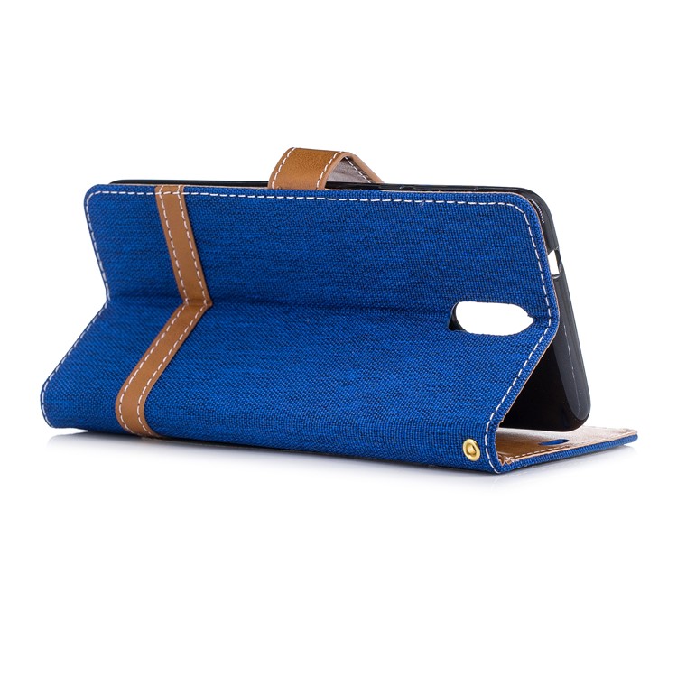 Assorted Color Jeans Cloth Wallet Leather Cover with Stand for Nokia 3.1 - Baby Blue-4