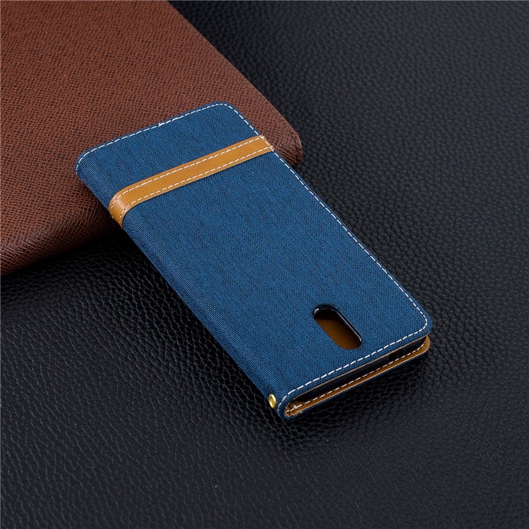 Assorted Color Jeans Cloth Wallet Leather Mobile Phone Case for Nokia 3.1 - Dark Blue-10