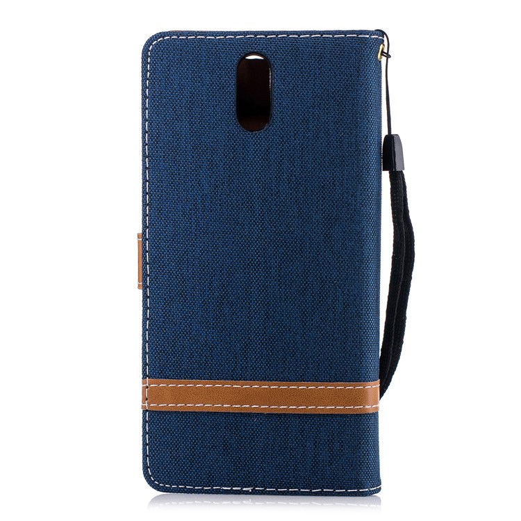 Assorted Color Jeans Cloth Wallet Leather Mobile Phone Case for Nokia 3.1 - Dark Blue-3