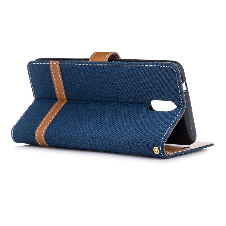 Assorted Color Jeans Cloth Wallet Leather Mobile Phone Case for Nokia 3.1 - Dark Blue-4